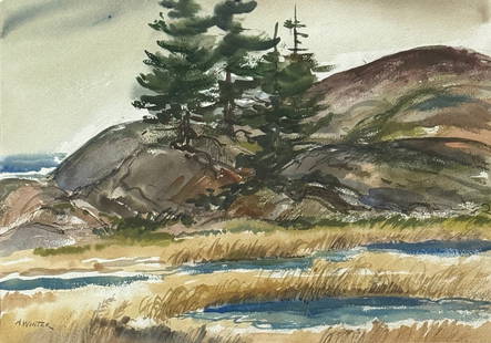 Andrew George Winter (1893 - 1958) American: Andrew George Winter (1893 - 1958) Watercolor on paper, signed lower left, measures 11 x 15 and 18 x 23 inches w/frame.Andrew Winter was born in Sindi, Estonia, in 1892. After attending a local public