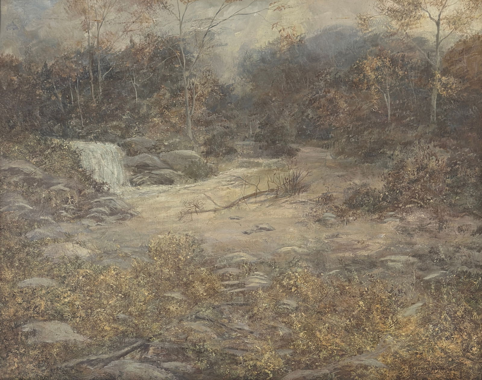 Ernest Albert (1857 - 1946) American: Ernest Albert (1857 - 1946) Oil on canvasboard, signed lower right, measures 24 x 30 and 27.5 x 33.5 inches w/frame. He was born in Brooklyn, New York in 1857, and showing early talent, received the G