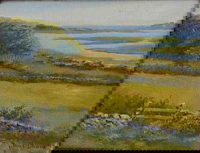 Frank Vincent DuMond (1865 - 1951) American: Frank Vincent DuMond (1865 - 1951) Oil on board, Signed Lower Right, Measures (8.5 x 7 inches) w/frame (11.5 x 9.5 inches)