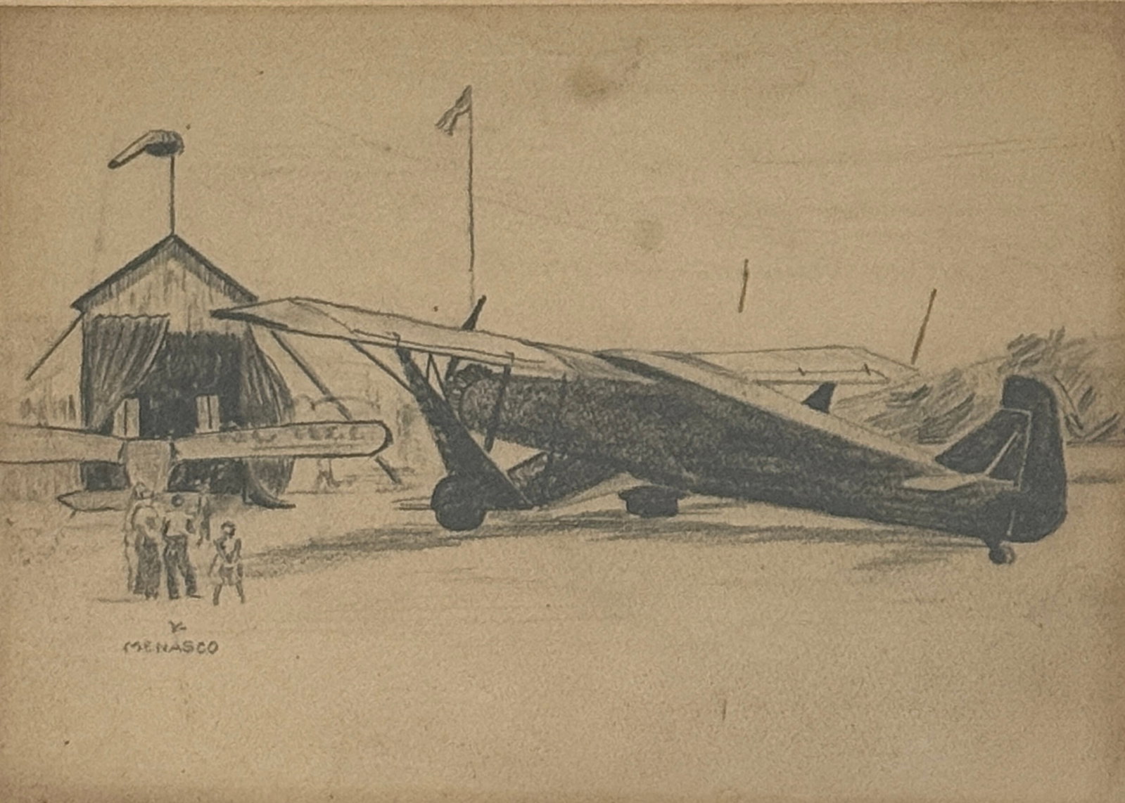 Milton Talbot Menasco (1890 - 1974) American: Milton Talbot Menasco (1890 - 1974) Graphite on paper, signed lower left, measures 8 x 11 and 13 x 16 inches w/frame