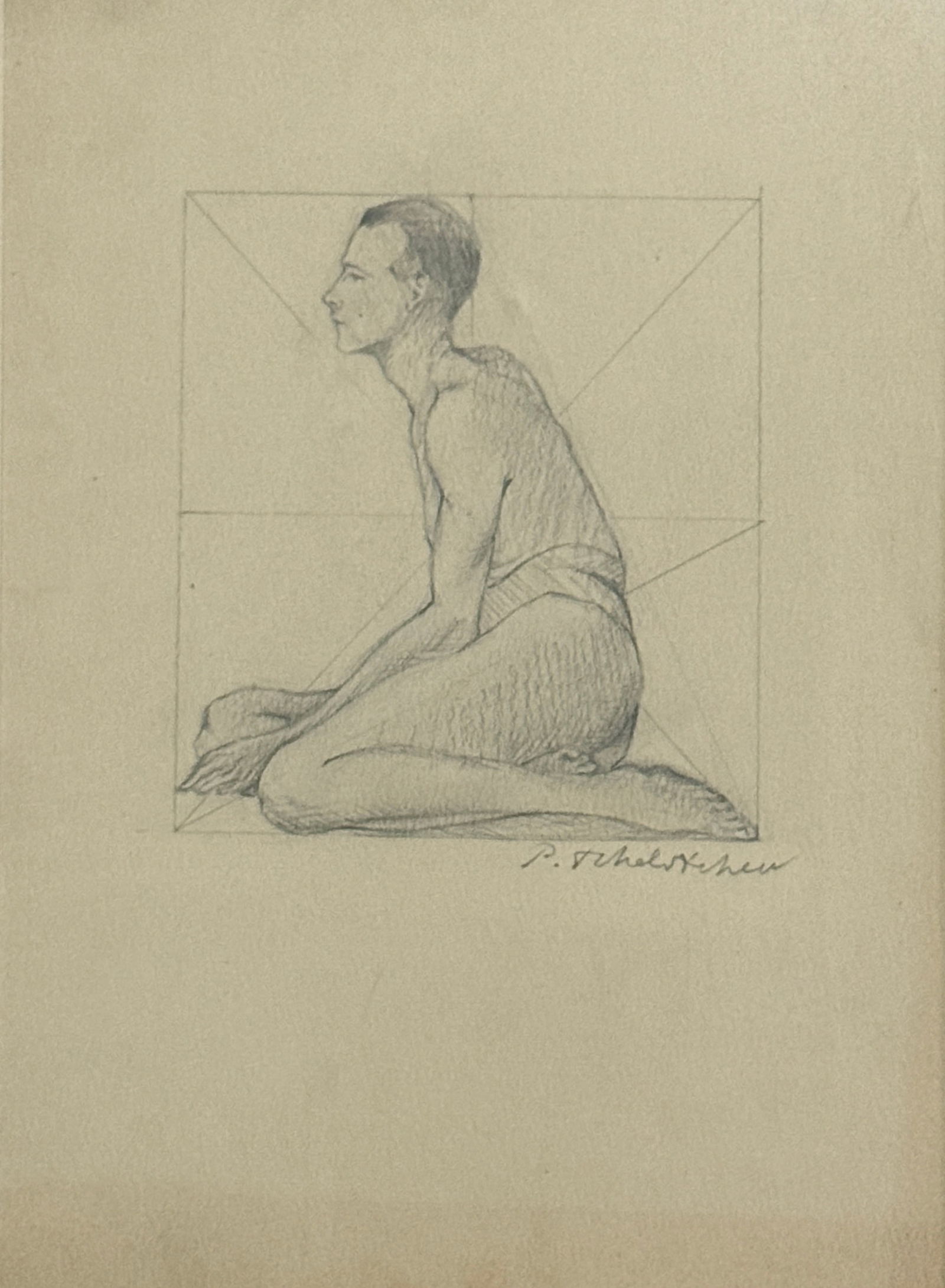Pavel (Tchelitchev) Tchelitchew (1898 - 1957): Pavel (Tchelitchev) Tchelitchew (1898 - 1957) graphite on paper, signed lower right, measures 10.5 x 8 and 14 x 11 inches w/frame. A Russian-born painter and stage designer, Pavel Tchelitchew worked i
