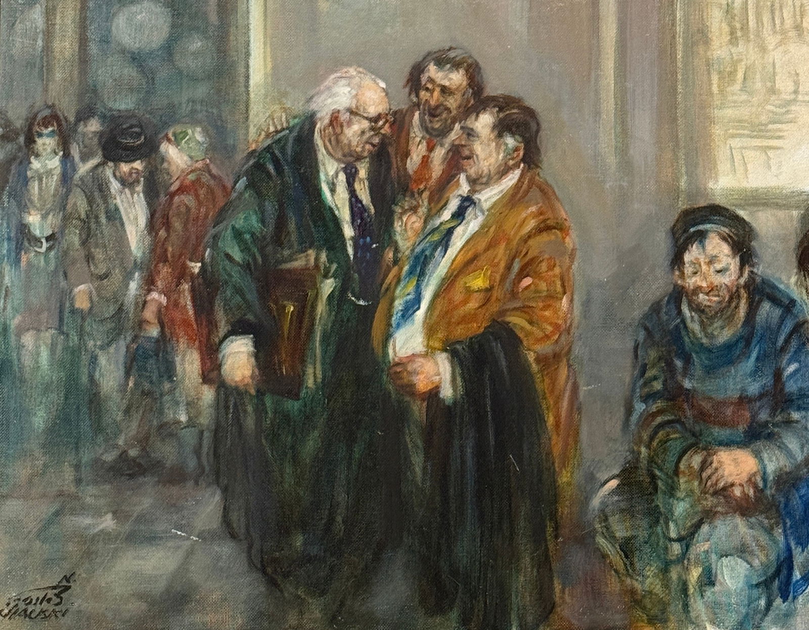 Moshe Chauski (1935 - 2014) "Consultation" Lithuania, Israel. (1 of 3)