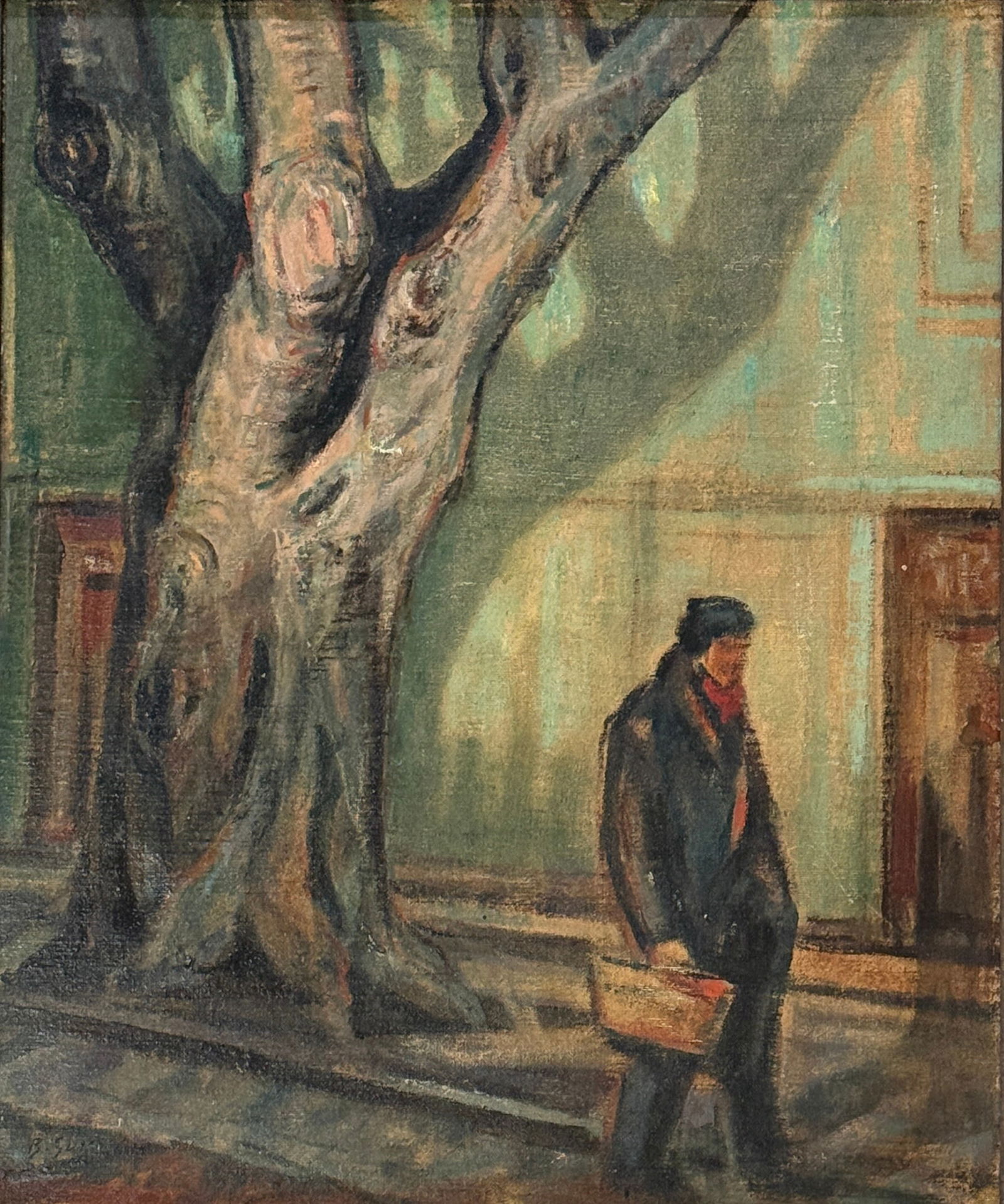 Bernard Gussow (1881 - 1957) New York, New Jersey / Russian Federation: Bernard Gussow (1881 - 1957) Oil o canvasboard, signed lower left, measures 19 x 16 and 27.5 x 24.5 inches w/frame.Russian-born Gussow (born 2 January 1881) was trained at both the Art Students League