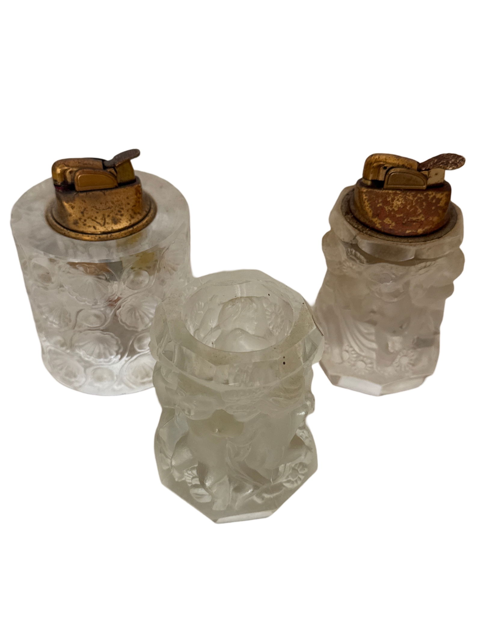 Set of 3 Lalique Crystal Table Top Lighters (1 of 3)