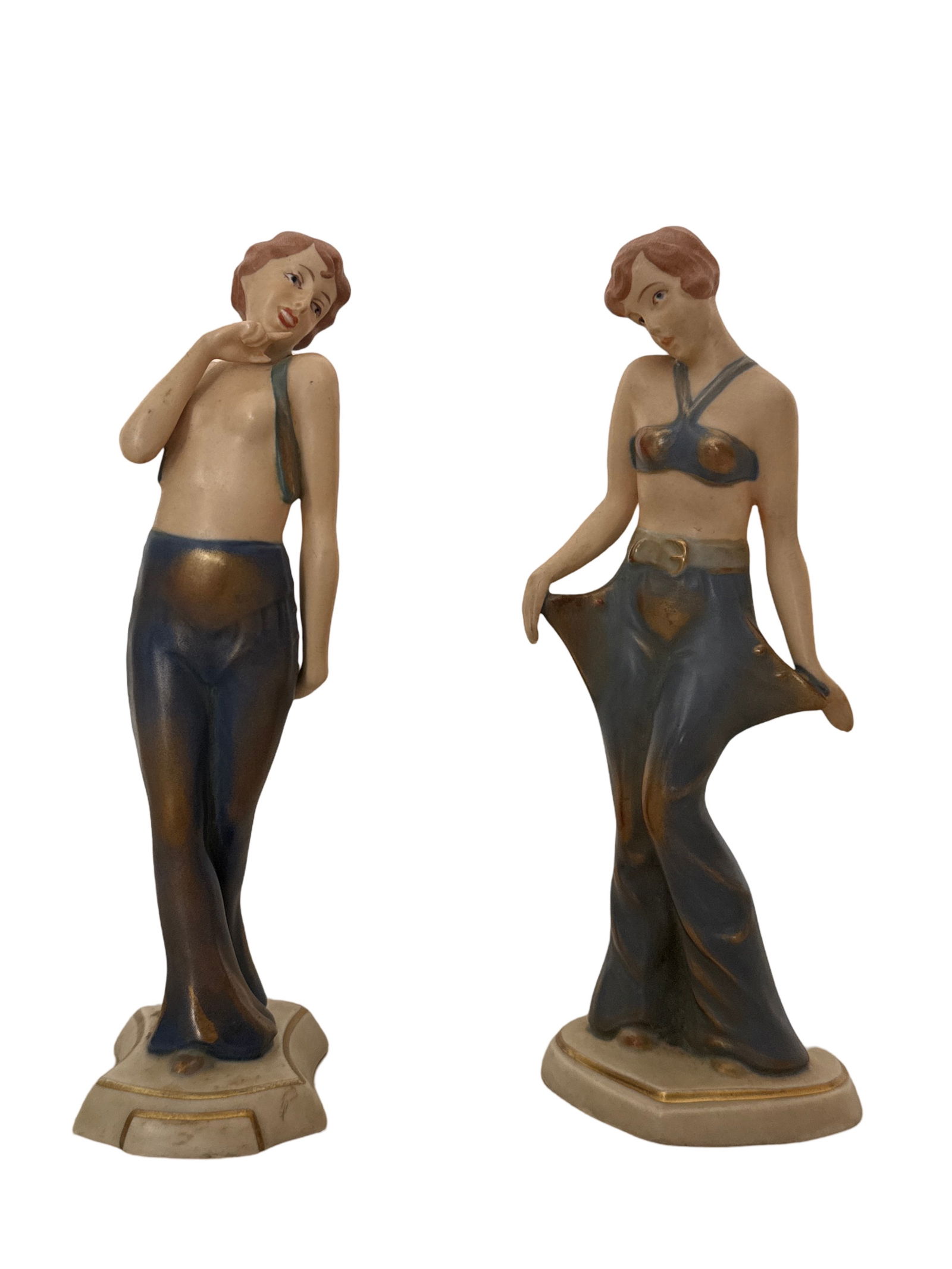 2 ART DECO ROYAL DUX BISQUE PORCELAIN FIGURES (1 of 5)