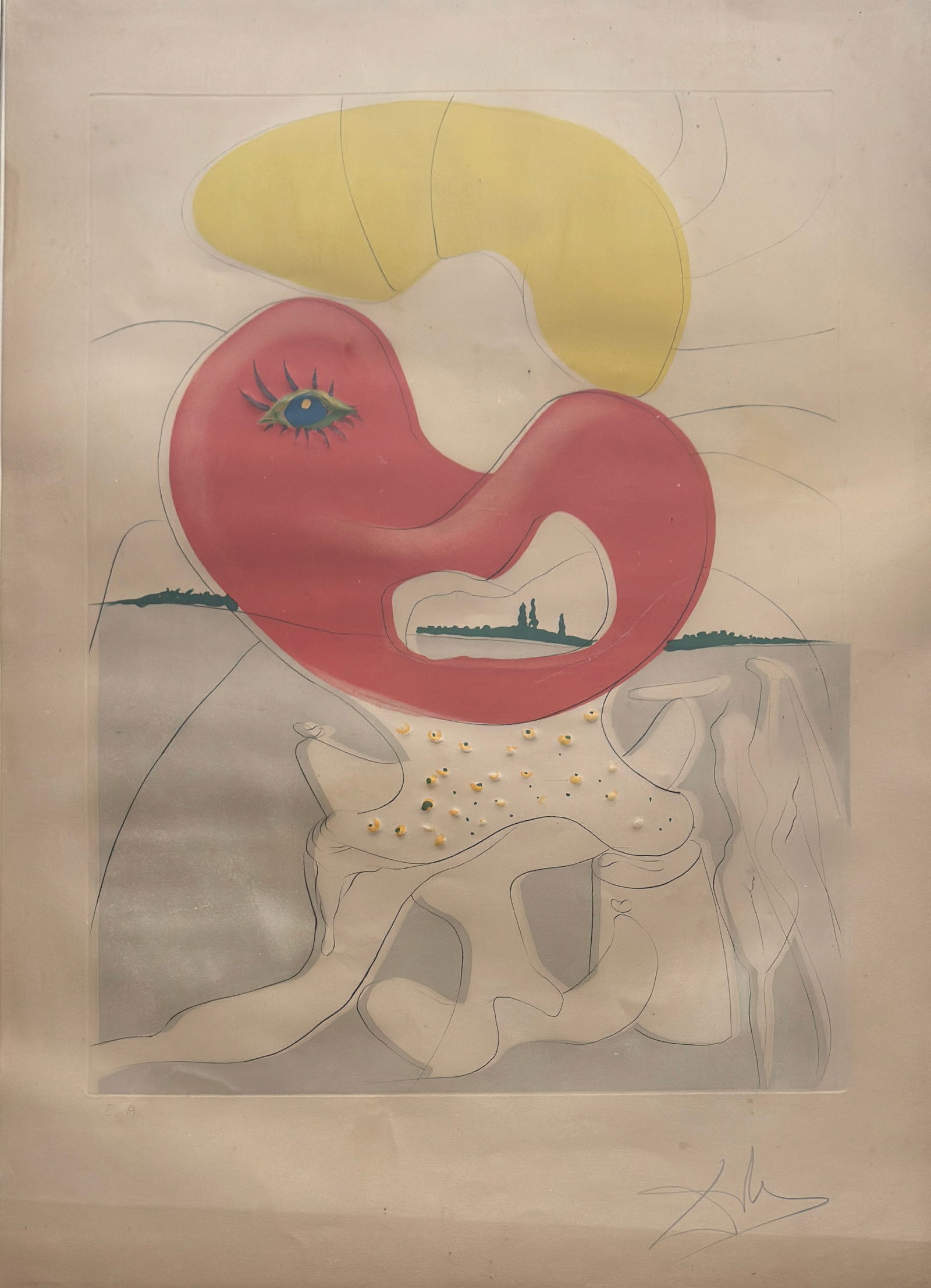 Edmund Darch Lewis (1835 - 1910) American: Edmund Darch Lewis (1835 - 1910) Watercolor and gouache, signed & dated lower right 1881, measures 7 x 14 and 18 x 25 inches w/frame. One of the most prolific and commercially successful American land