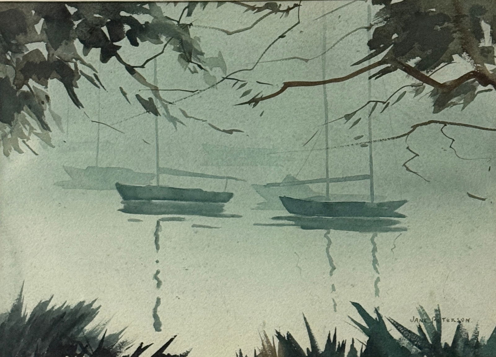 Jane Peterson (1876 - 1965) American: Jane Peterson (1876 - 1965) Watercolor on paper, signed lower right, measures 10 x 14 and 15.5 x 23.5 inches w/frame. Born Jennie Christine in Elgin, Illinois, she officially changed her name to Jane