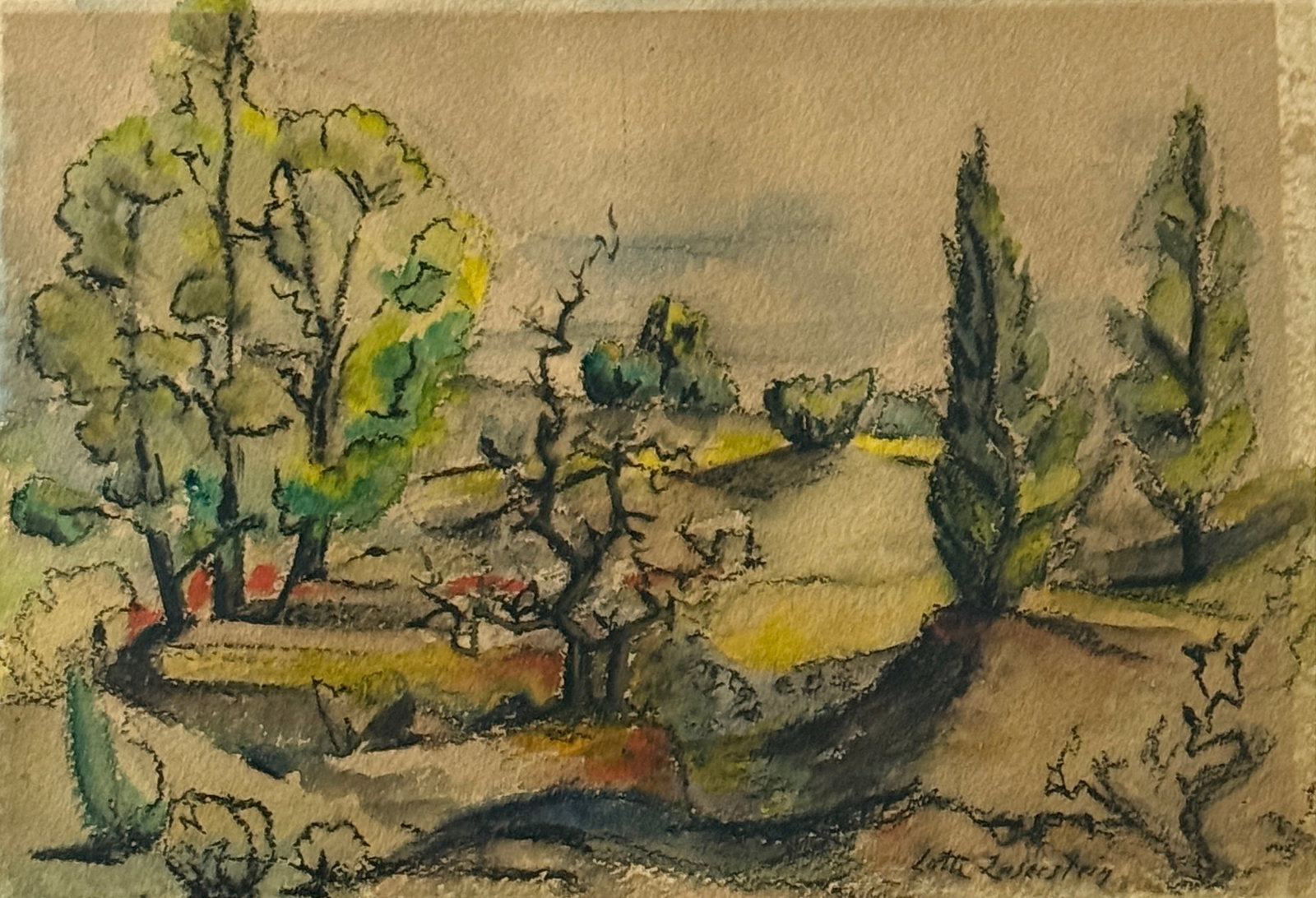 Lotte Laserstein (1898 - 1993) Sweden, Germany: Lotte Laserstein (1898 - 1993) Mixed Media, Signed lower right, measures 9.5 x 13.5 and 17.5 x 20.5 inches w/frame. She was born in East Prussia. Her father passed away in 1902, and she was raised by 