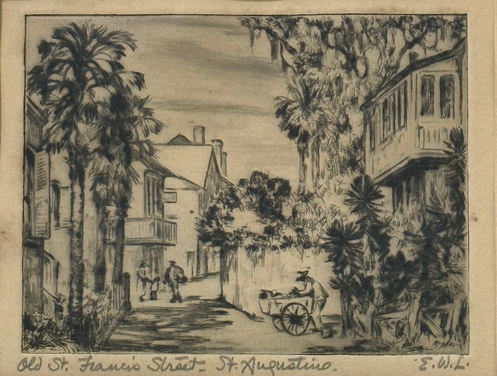 Elizabeth Boardman Warren (1886–1980) "Old St. Francis Street- St Augustine" (1 of 3)