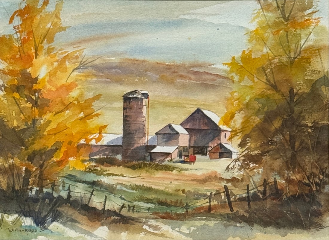 Harry Leith-Ross (1886 - 1973) American: Harry Leith-Ross (1886 - 1973) Watercolor on paper, signed lower left, measures 10.5 x 14.5 and 18 x 22.5 inches w/frame. Landscape painter Harry Leith-Ross was born in Mauritius in 1886, a British po