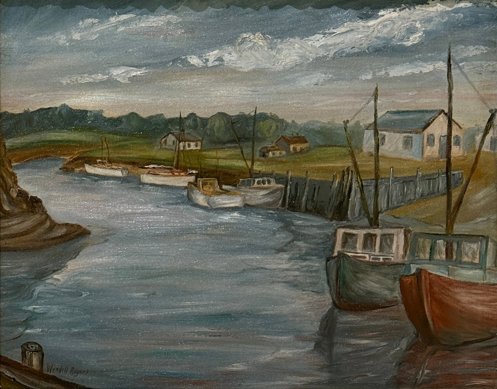 Wendell M. Rogers (1890 - 1973) American: Wendell M. Rogers (1890 - 1973) Oil on canvasboard, signed lower left, measures 16 x 20 and 20 x 24 inches w/frame. Wendell M. Rogers was "born in South Orleans, Massachusetts, (and) grew up in Worces