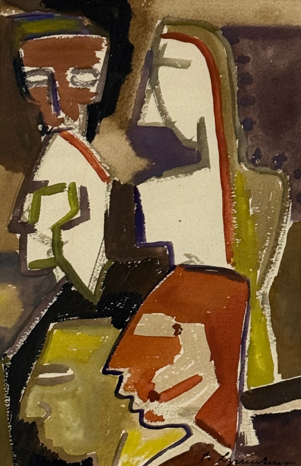 Fritz (Friedrich) Wilhelm Brandtner (1896 - 1969) Canada/Poland: Fritz (Friedrich) Wilhelm Brandtner (1896 - 1969) Watercolor on paper, signed lower right, measures 9 x 6 and 17.5 x 14.5 inches w/frame. Friedrich Wilhelm (Fritz) Brandtner was a painter, printmaker,