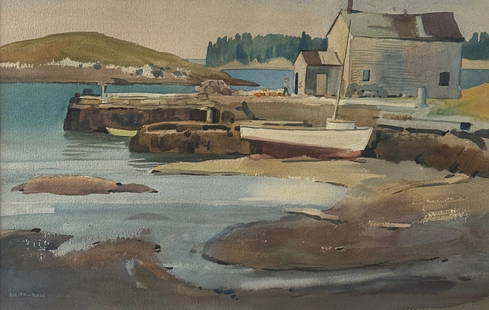 Harry Leith-Ross (1886 - 1973) American: Harry Leith-Ross (1886 - 1973) Watercolor on paper, signed lower left, measures 13 x 21 and 23 x 31 inches w/frame. Landscape painter Harry Leith-Ross was born in Mauritius in 1886, a British possessi