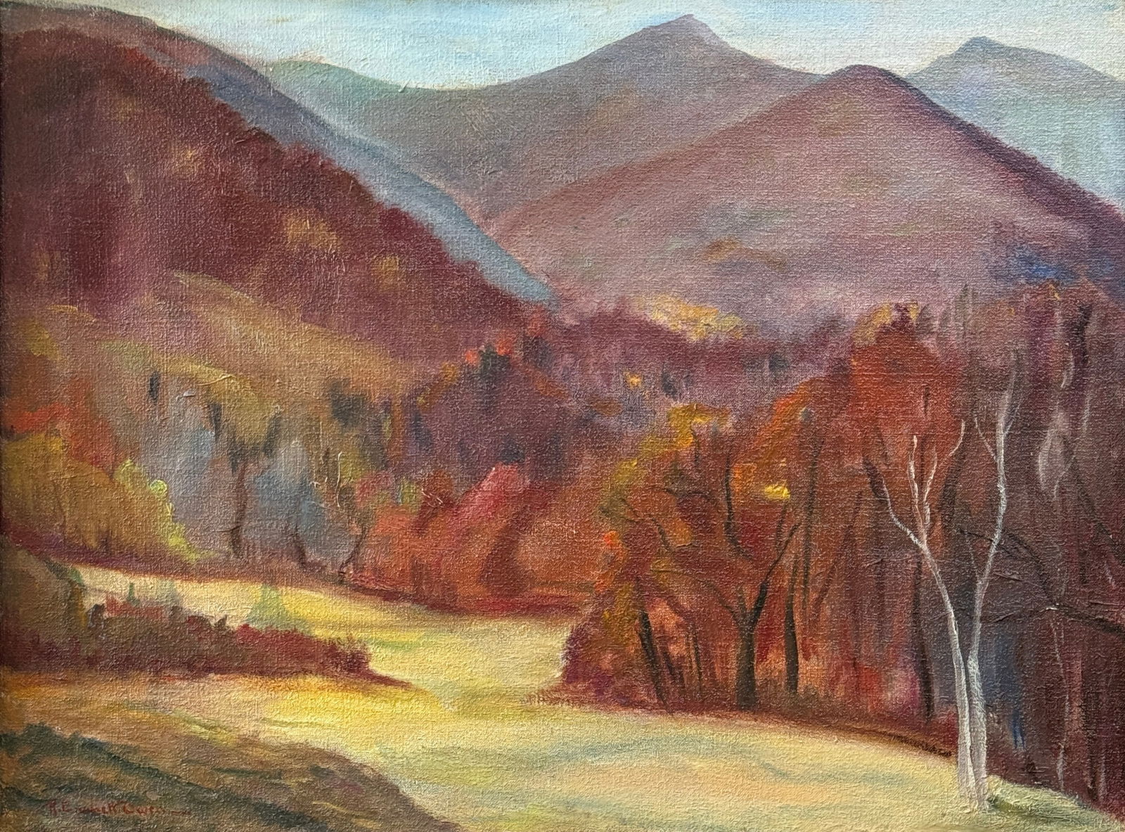 Robert Emmett Owen (1878 - 1957) American: Robert Emmett Owen (1878 - 1957) Oil on canvas, signed lower left, measures 18 x 24 and 21 x 27 inches w/frame.Robert Emmett Owen was a successful artist best known for his Impressionist views of rura