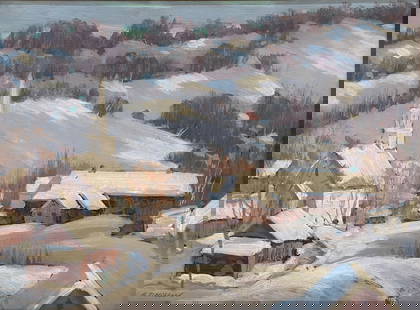 Aldro Thompson Hibbard (1886 - 1972) Winter in Vermont: Aldro Thompson Hibbard (1886 - 1972) Oil on board, signed lower left, measures 12 x 16 and 17 x 20.5 inches w/frame. Born in Falmouth, Massachusetts, Aldro Hibbard was an Impressionist landscape paint
