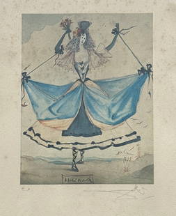 Salvador Dali (1904 - 1989) Spanish Dancer: Salvador Dali (1904 - 1989) Spanish Dancer lithograph pencil signed and numbered. Measures 8 x 6 and 20 x 16 inches w/frame. Salvador Dali was born May 11, 1904 in Figueres, Spain. From an early age D