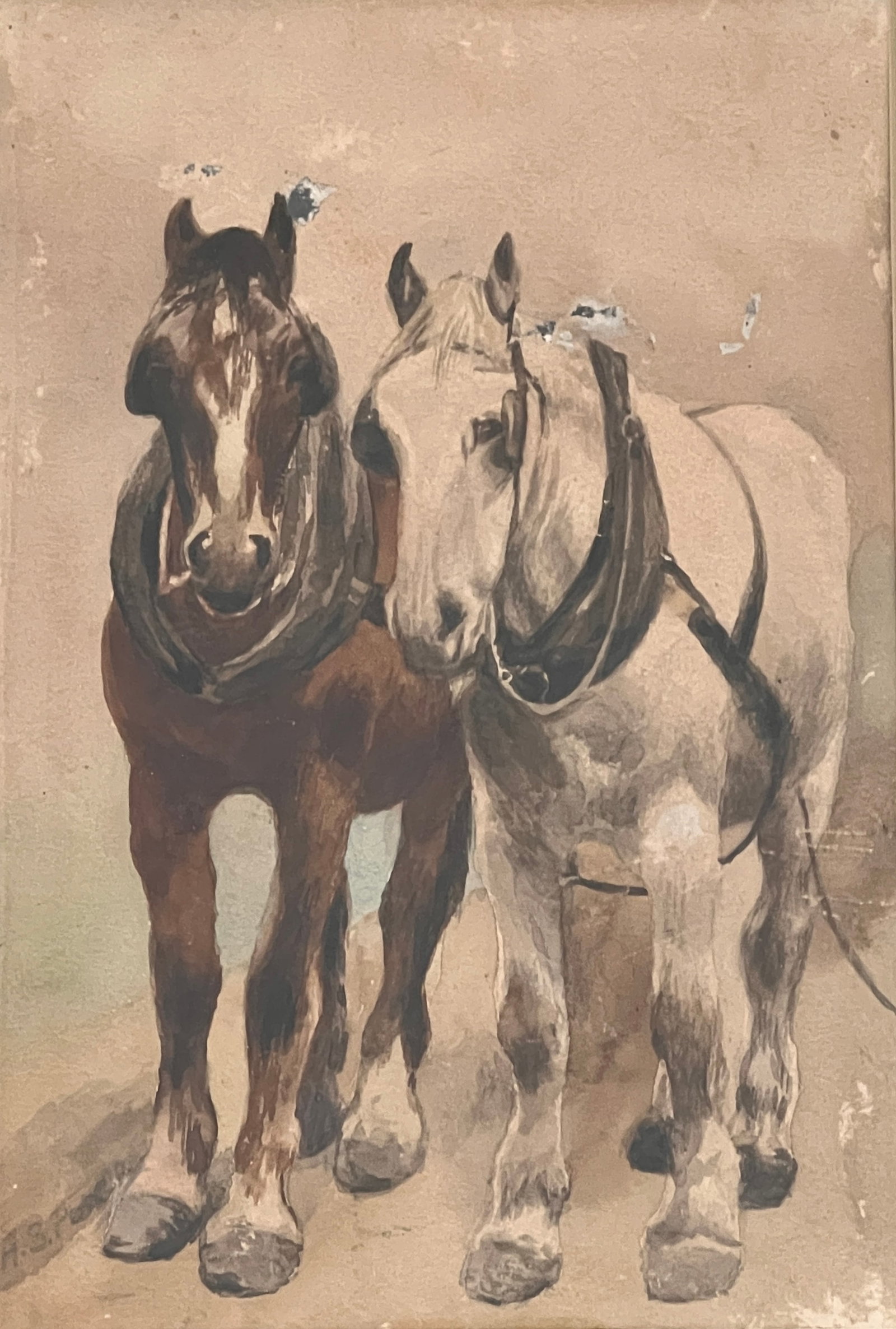 Harold Septimus Power (1878 - 1951) Australia/ New Zealand: Harold Septimus Power (1878 - 1951) Watercolor on paper, Signed Lower Left, Measures (6 x 8.5inches) w/frame (13 x 16 x 1.5 inches)