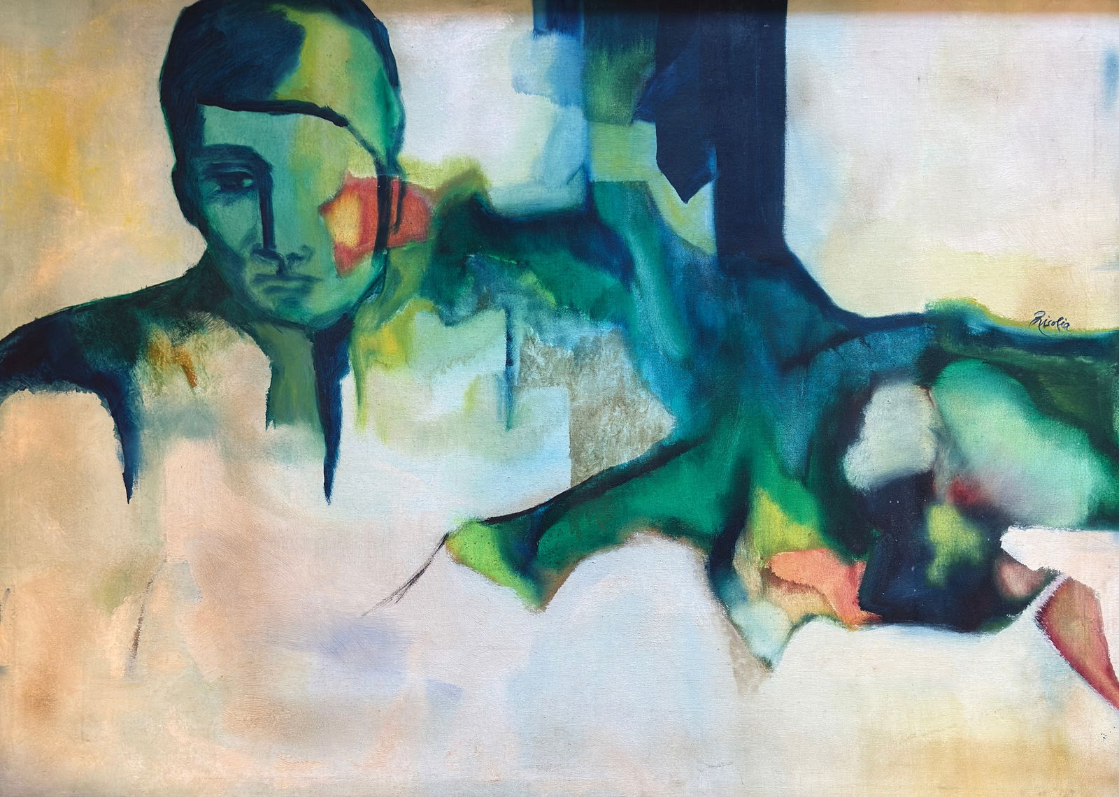 Sonia Risolia 1926-2002 Abstract Figural Painting (1 of 4)