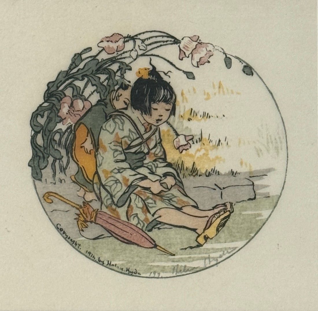 Helen Hyde (1868-1919) Color Woodcut “A Weary Little Mother?? c1914 (1 of 3)