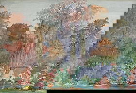 Henry Webster Rice (1853 - 1934) American: Henry Webster Rice (1853 - 1934) Watercolor on paper, signed lower left, piece measures 9.5 x 13 and 15.5 x 19.5 inches w/frame. Henry Webster Rice was a professional watercolourist and teacher. Born