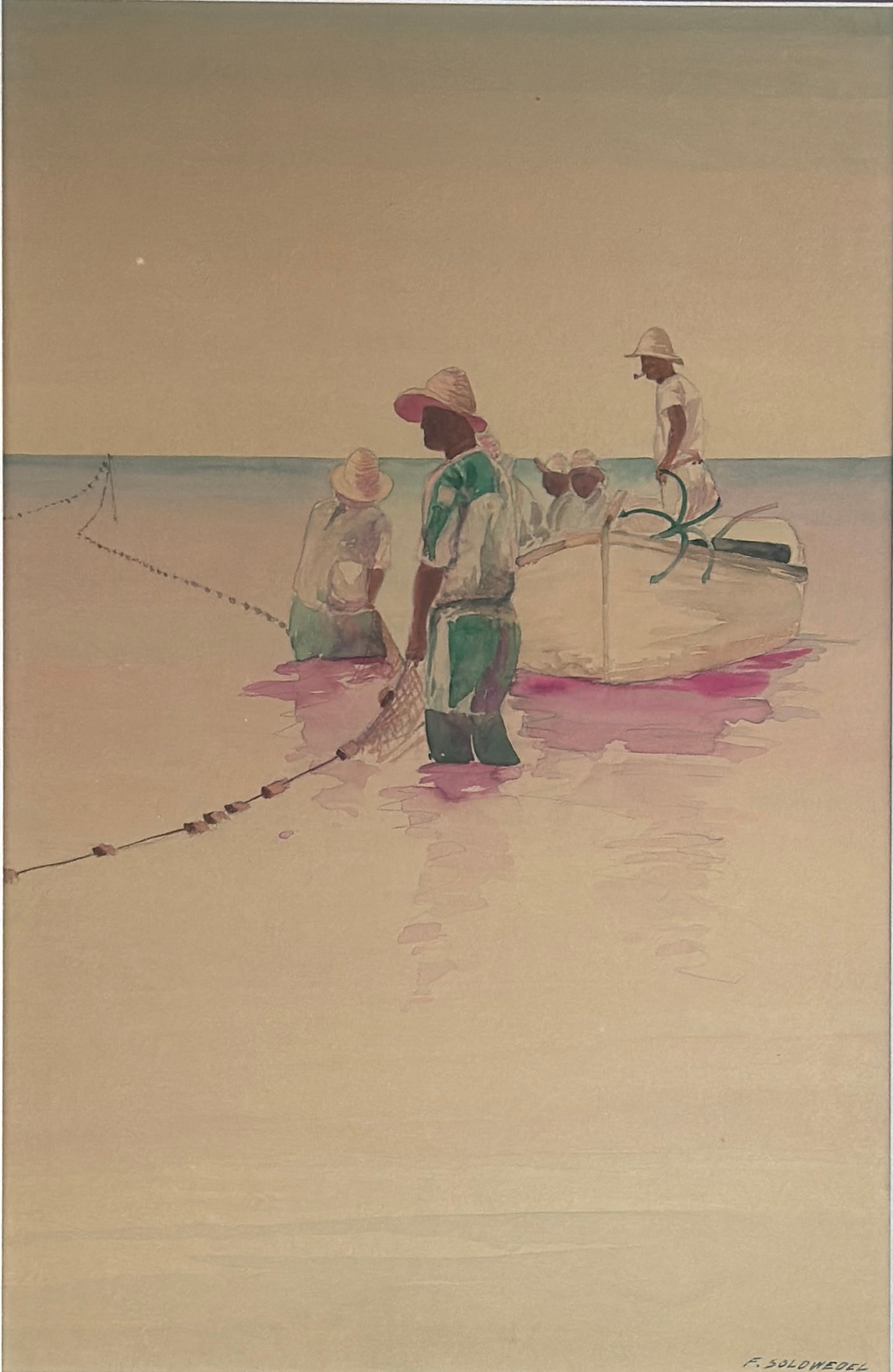 Fredric Soldwedel (1886 - 1957) Fisherman Bringing in Nets (1 of 3)