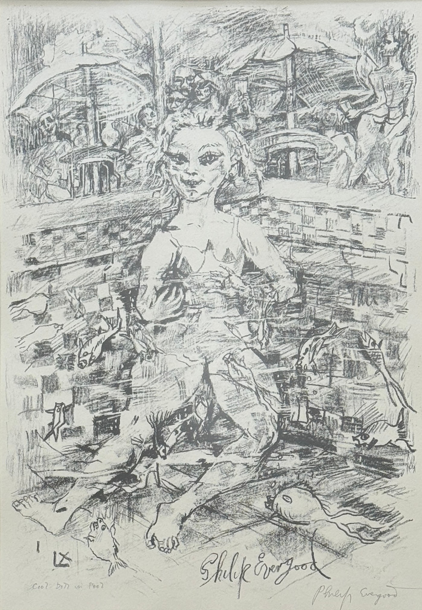 Philip Evergood (1901 - 1973) "Cool Doll in Pool" (1 of 4)