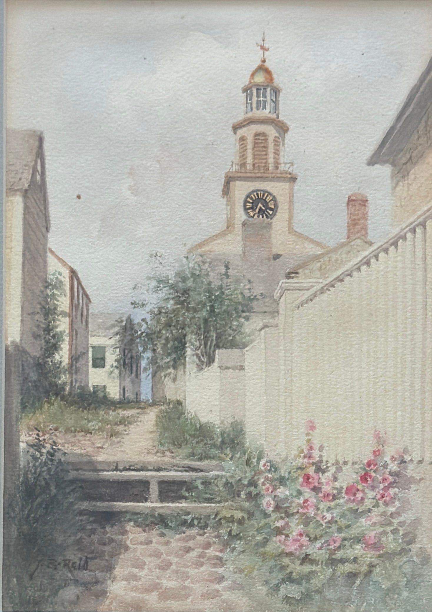 Jane Brewster Reid (1862 - 1966) American: Jane Brewster Reid (1862 - 1966) Watercolor on paper, signed lower left, measures 9.5 x 7.5 and 14.5 x 11.5 inches w/frame. Artist Bio - A resident of Rochester, New York, Jane Reid was a landscape pa