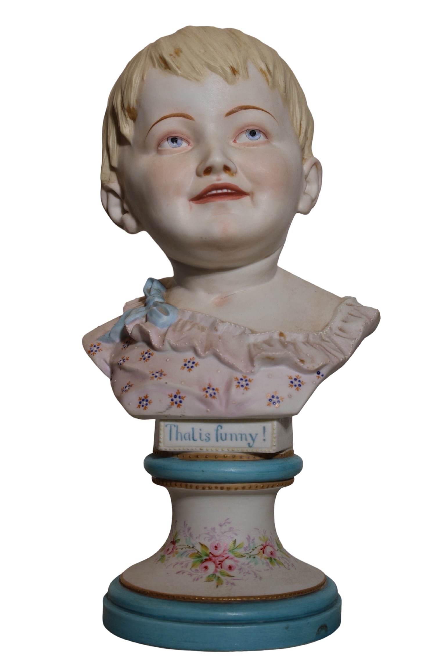 Antique German Porcelain or Bisque Childs bust: Antique figurine Child Ernst Bohne Sons Germany , measures 12.5" X 7" W