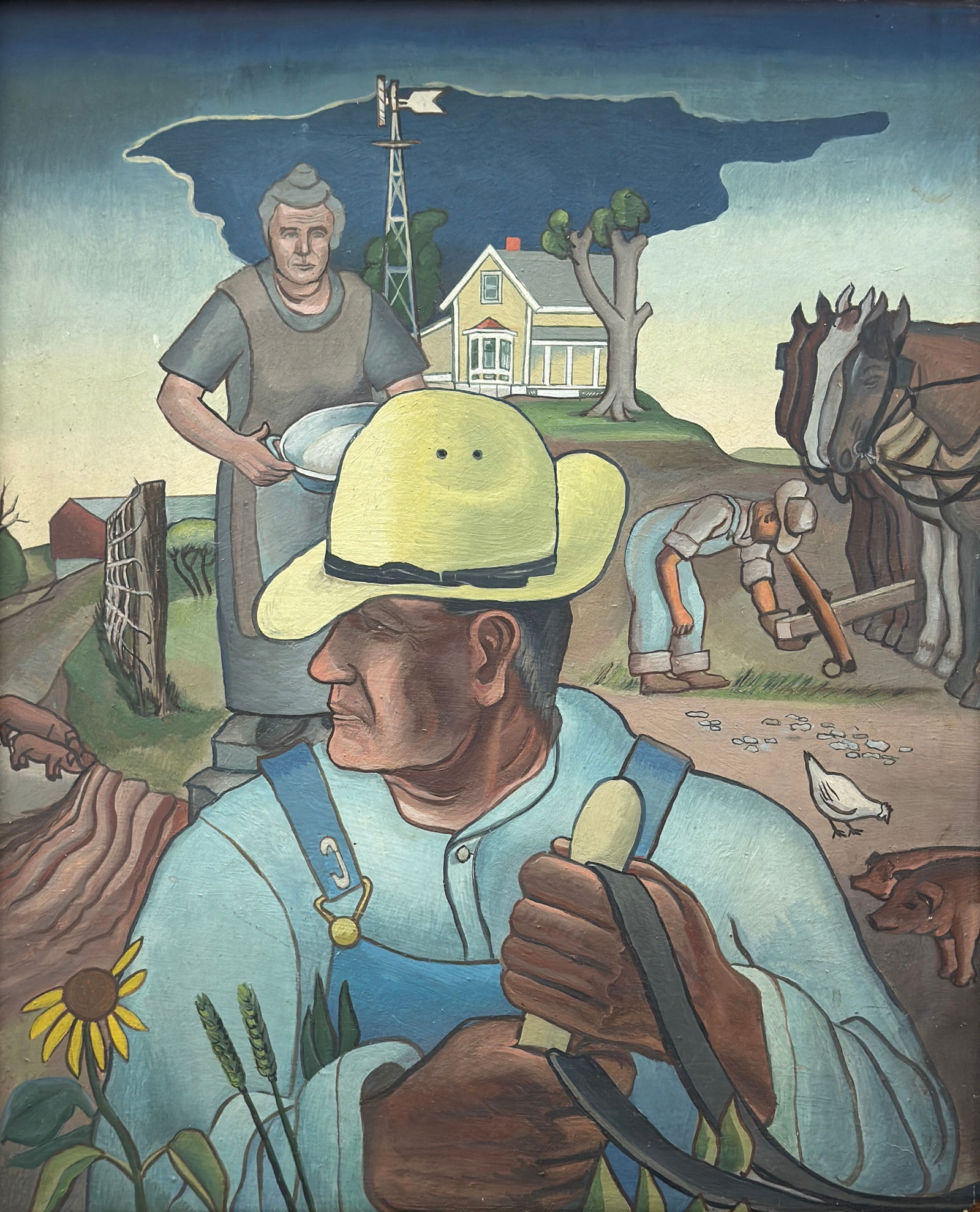 WPA era American Regionalism "Kansas Farm" (1 of 2)