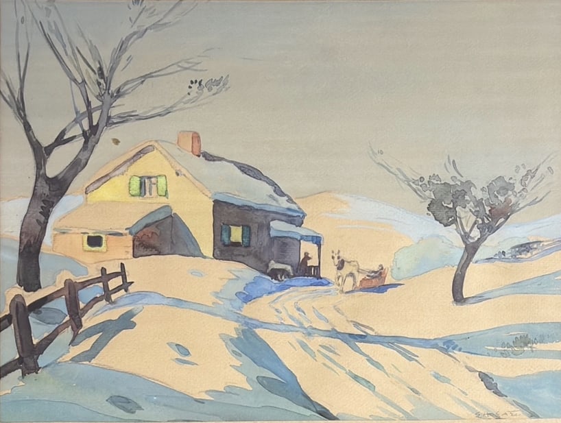 Edwin Holgate (1892-1977): Edwin Holgate (1892-1977) Watercolor on paper, signed lower ight, measures 12 x 16 and 19 x 23 inches w/frame.