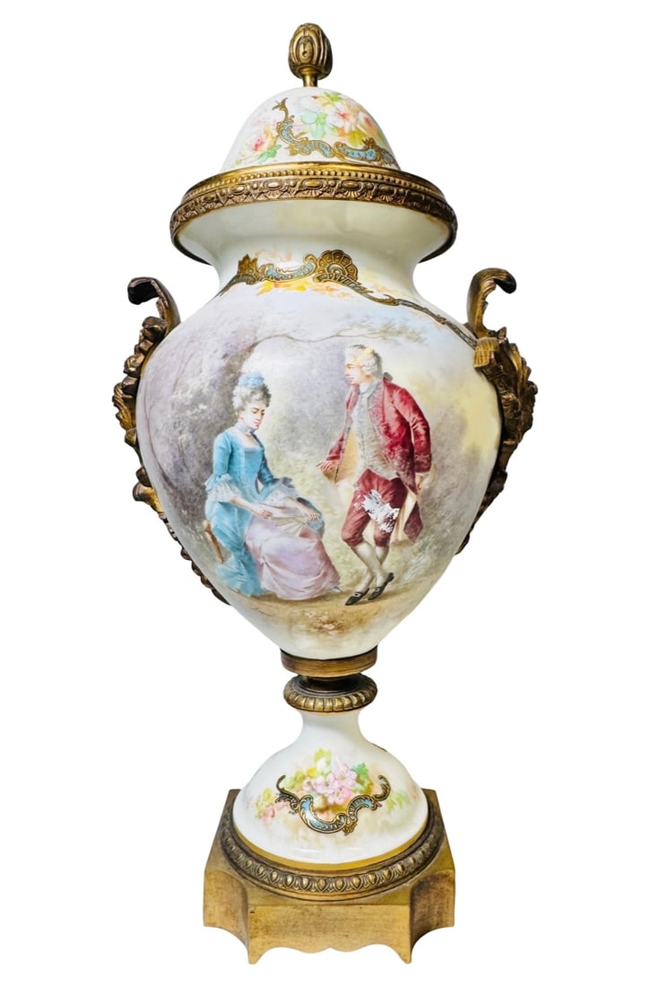 19th Century Sevre Porcelain and Gilt Brass Mounted Vase, Signed (1 of 6)