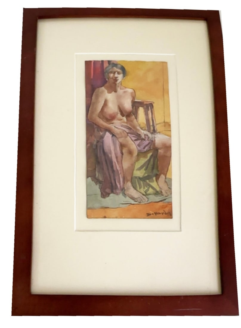 Dewitt Hardy (1940 - 2017) Nude Woman: Dewitt Hardy (1940 - 2017) Nude Woman, Watercolor painting, signed lower right, measures 11.5 x 17.5 inches w/frame. Born in St. Louis, Missouri, the watercolour artist DeWitt Hardy lived and worked i