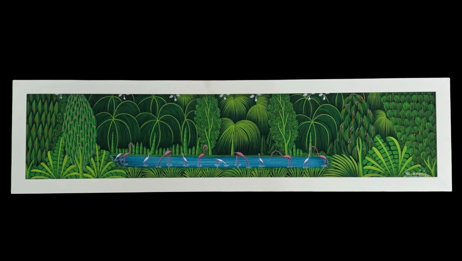 Henri Robert Bresil (1952 - 1999) Large Haitian Landscape: Henri Robert Bresil (1952 - 1999) Oil on canvas, Signed, Measures inches. Henri-Robert Brésil, born in Gonaïves, Haiti, in 1952, developed an early passion for art, particularly flamingos and landsc