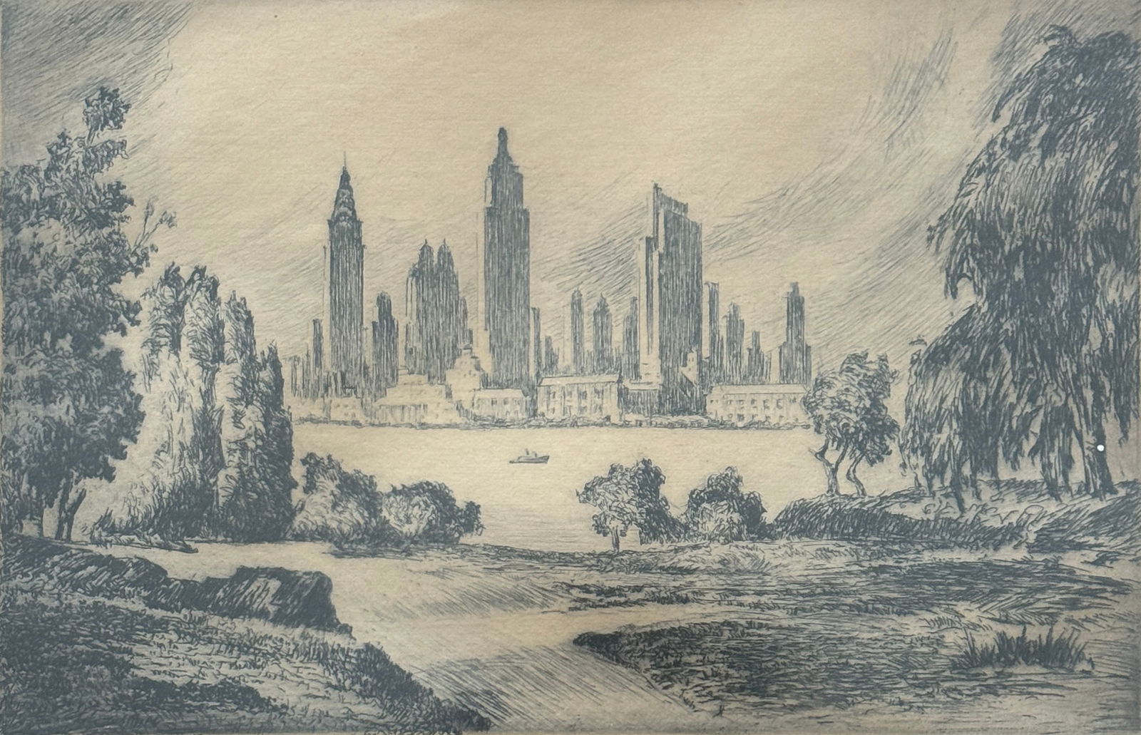 Nat Lowell (1880 - 1956) American " Tip of Manhattan" (1 of 4)