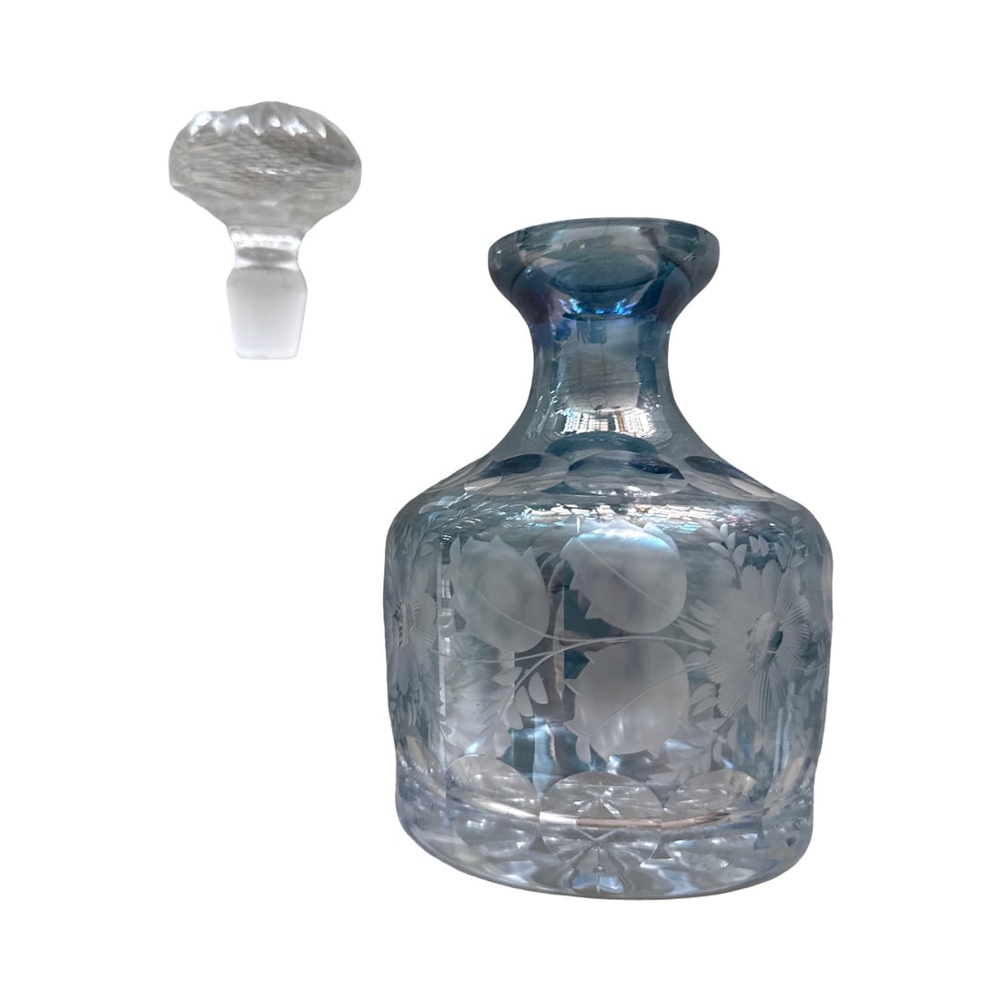 Pair Bohemian ruby flashed cut to clear Decanter - 2