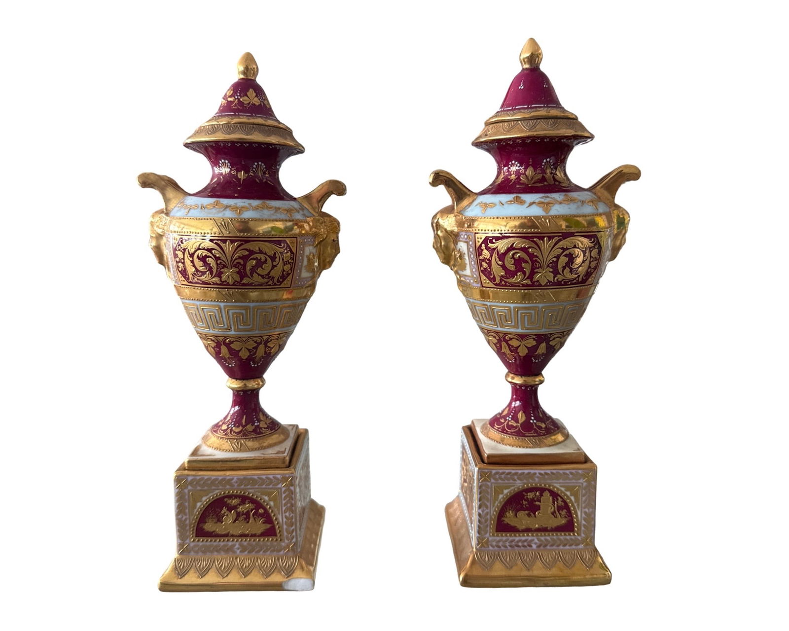 Pair of 19th C. Royal Vienna Porcelain Urns - 2