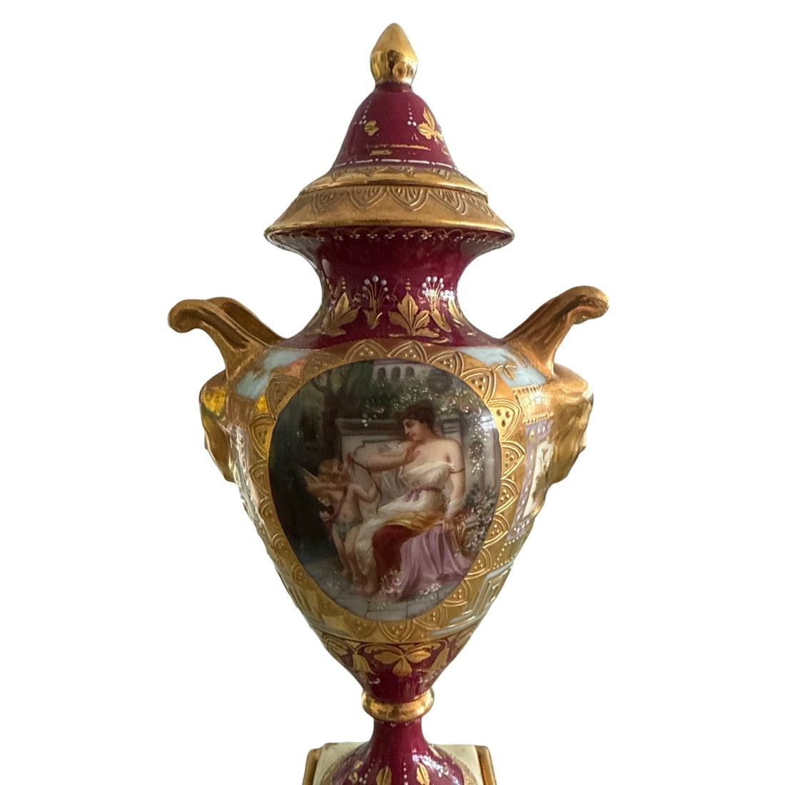 Pair of 19th C. Royal Vienna Porcelain Urns - 5