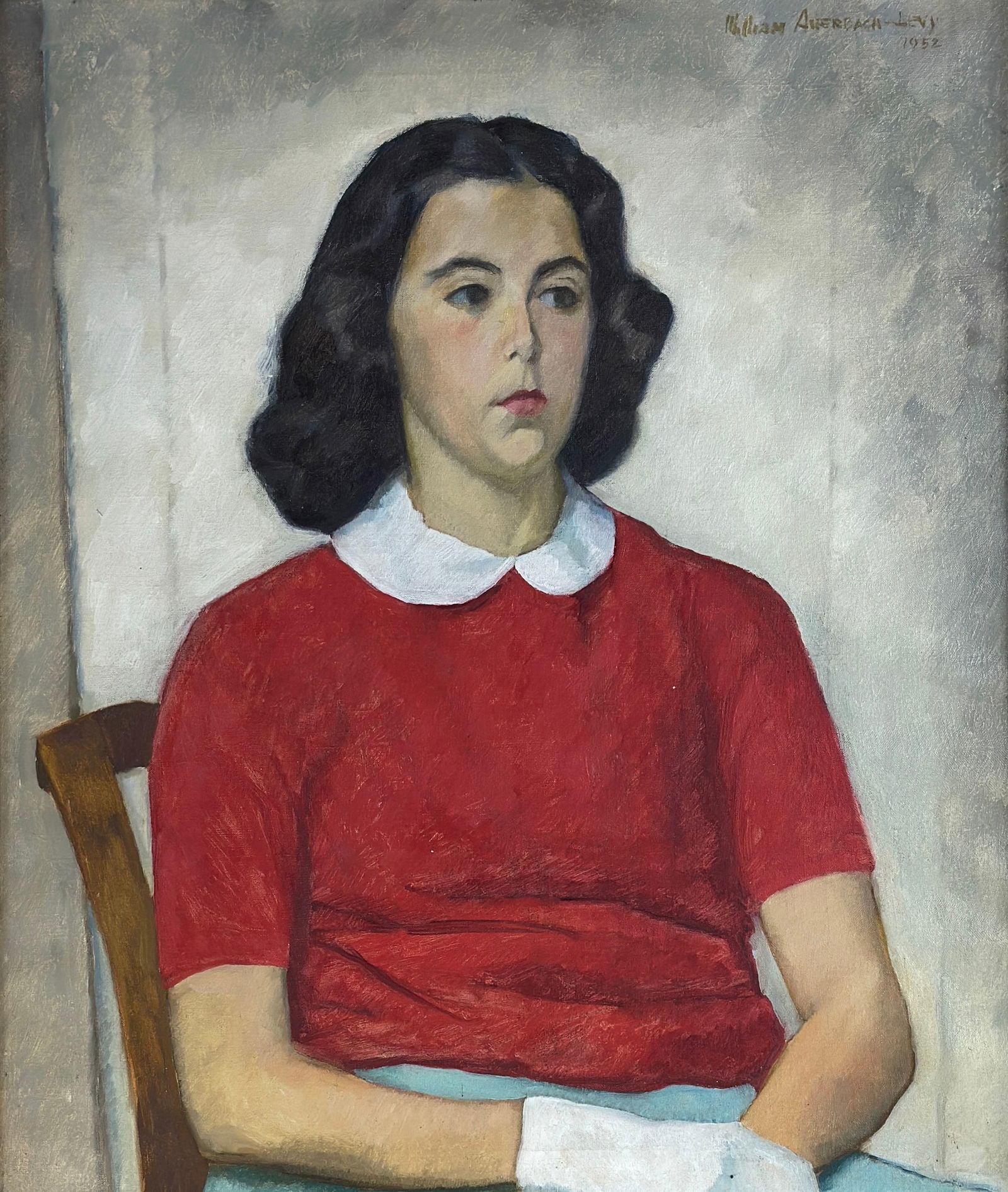 William Auerbach-Levy (1889 - 1964) American/Russian: William Auerbach-Levy (1889 - 1964) Oil on canvas, signed top right as well as stamped and signed with estate stamp, piece measures 24 x 20 and 31 x 27 inches w/frame. William Auerbach-Levy was born