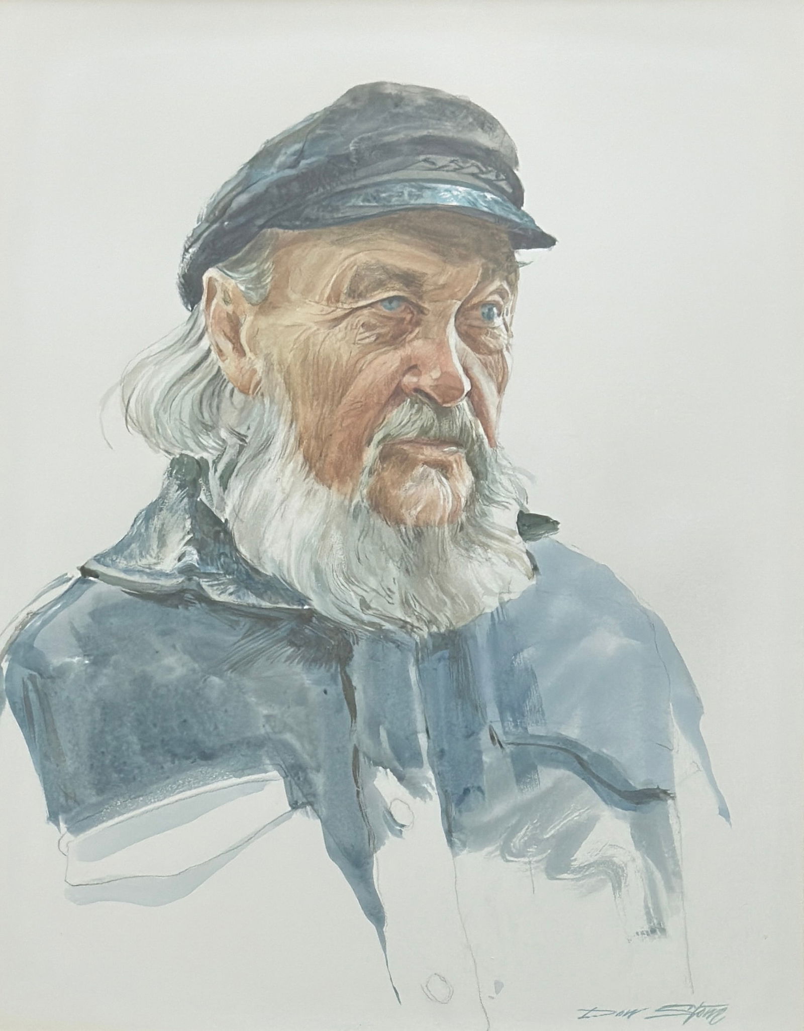 Don Stone (1929 - 2015) "Famous Stern Man": Don Stone (1929 - 2015) Sketch Watercolor, signed lower right, measures 14.5 x 11.5 and 21 x 18 inches w/frame. Artist Bio - Don Stone, known for the luminosity in his paintings, believed it is not