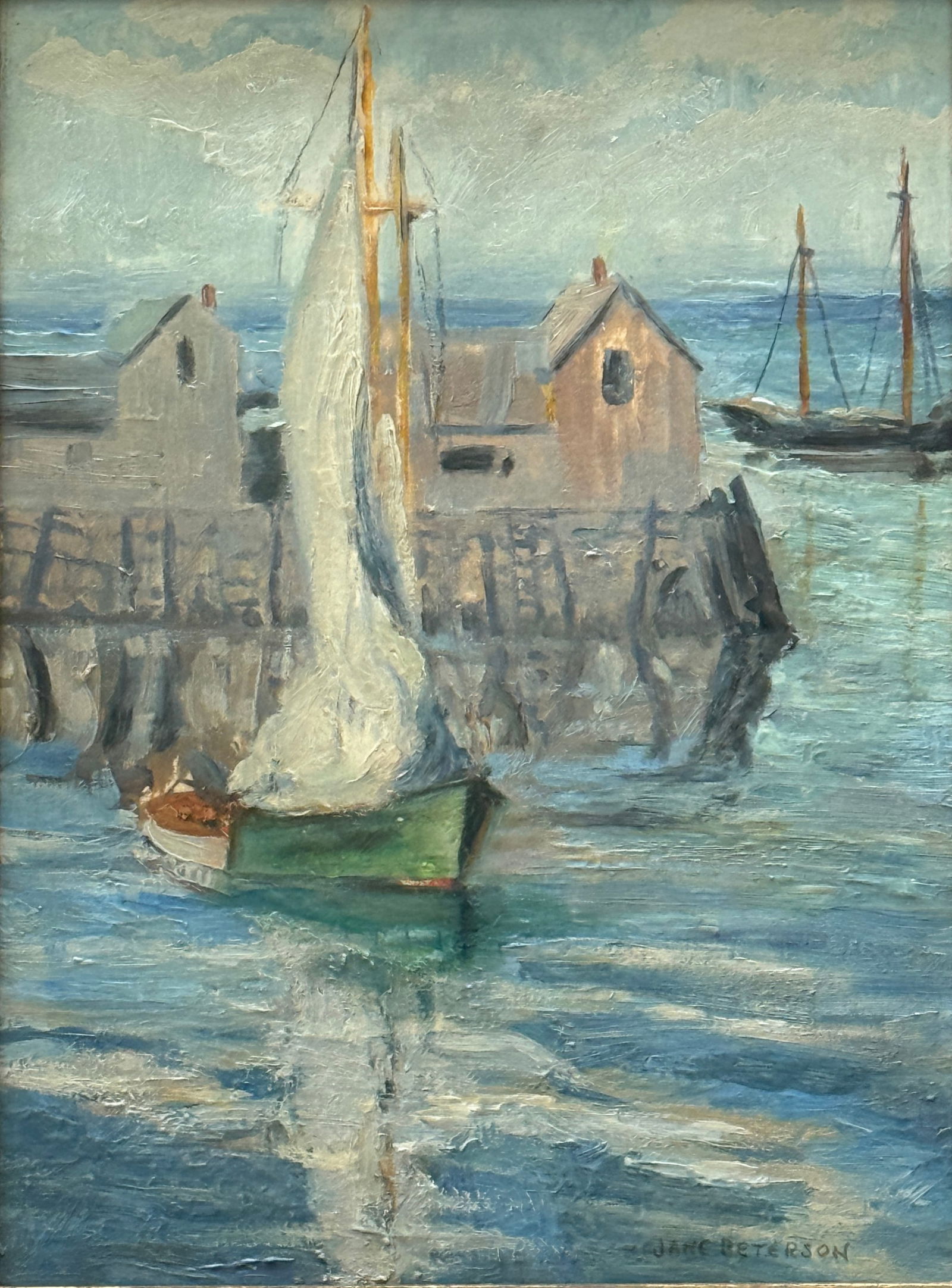 Jane Peterson ( 1876-1965 ) Harbor Scene (1 of 3)
