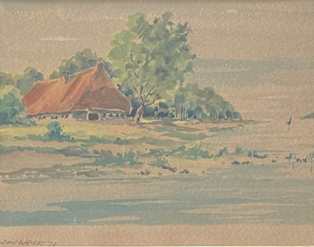 Don Wright (1938-2007) American: Don Wright (1938-2007) Watercolor on paper, signed lower left, measures 12"x14" w/f 14.5"x16.5"Don Wright is a native of Shreveport, Louisiana, and although he is still a resident of Louisiana, he is