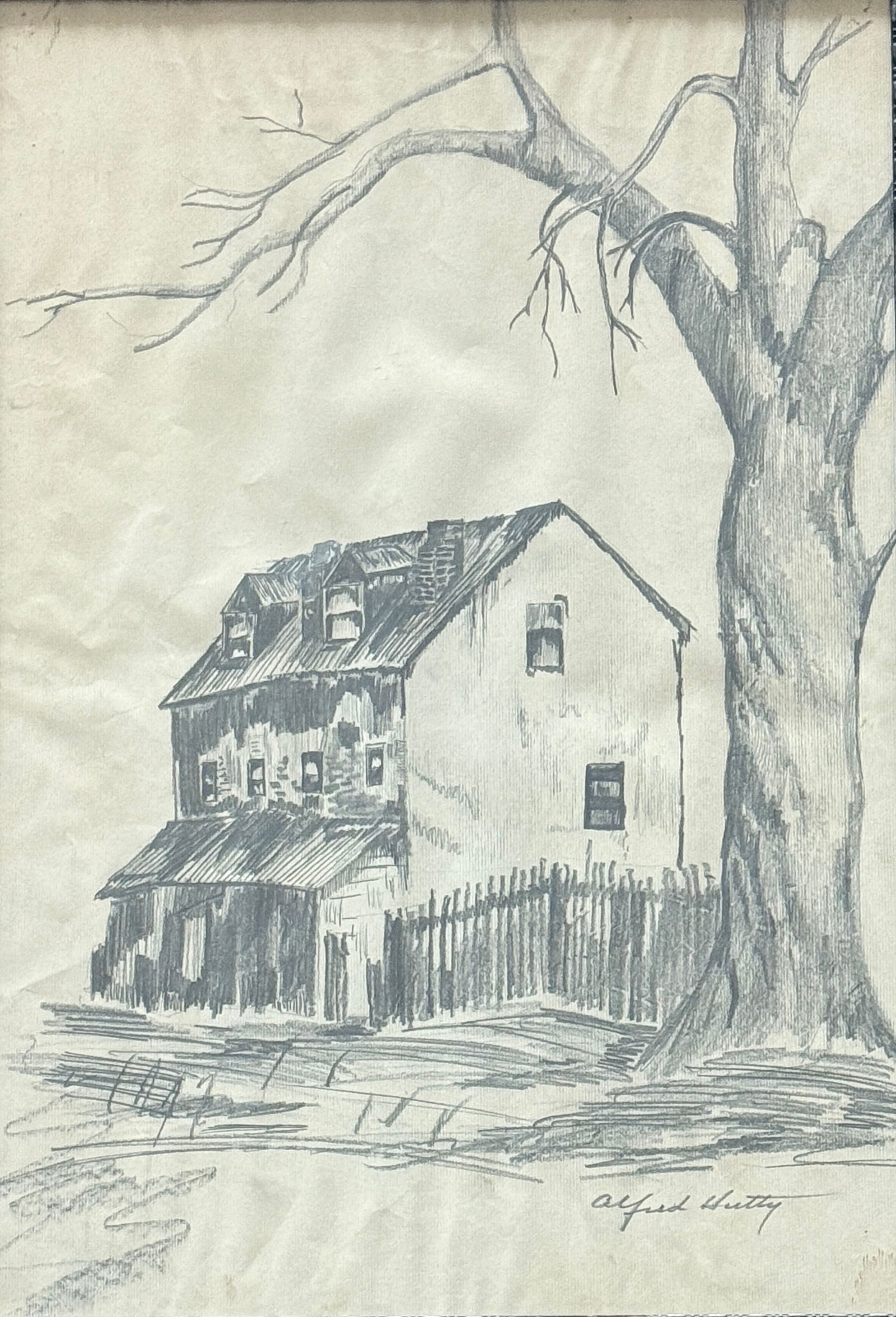 Alfred Heber Hutty ( 1877 - 1954) American: Alfred Heber Hutty ( 1877 - 1954) Graphite on paper, signed lower right, measures 17" x 12" w/f 20" x 14,5"A leading figure in the Charleston Renaissance group of artists, active between 1915 and 1940