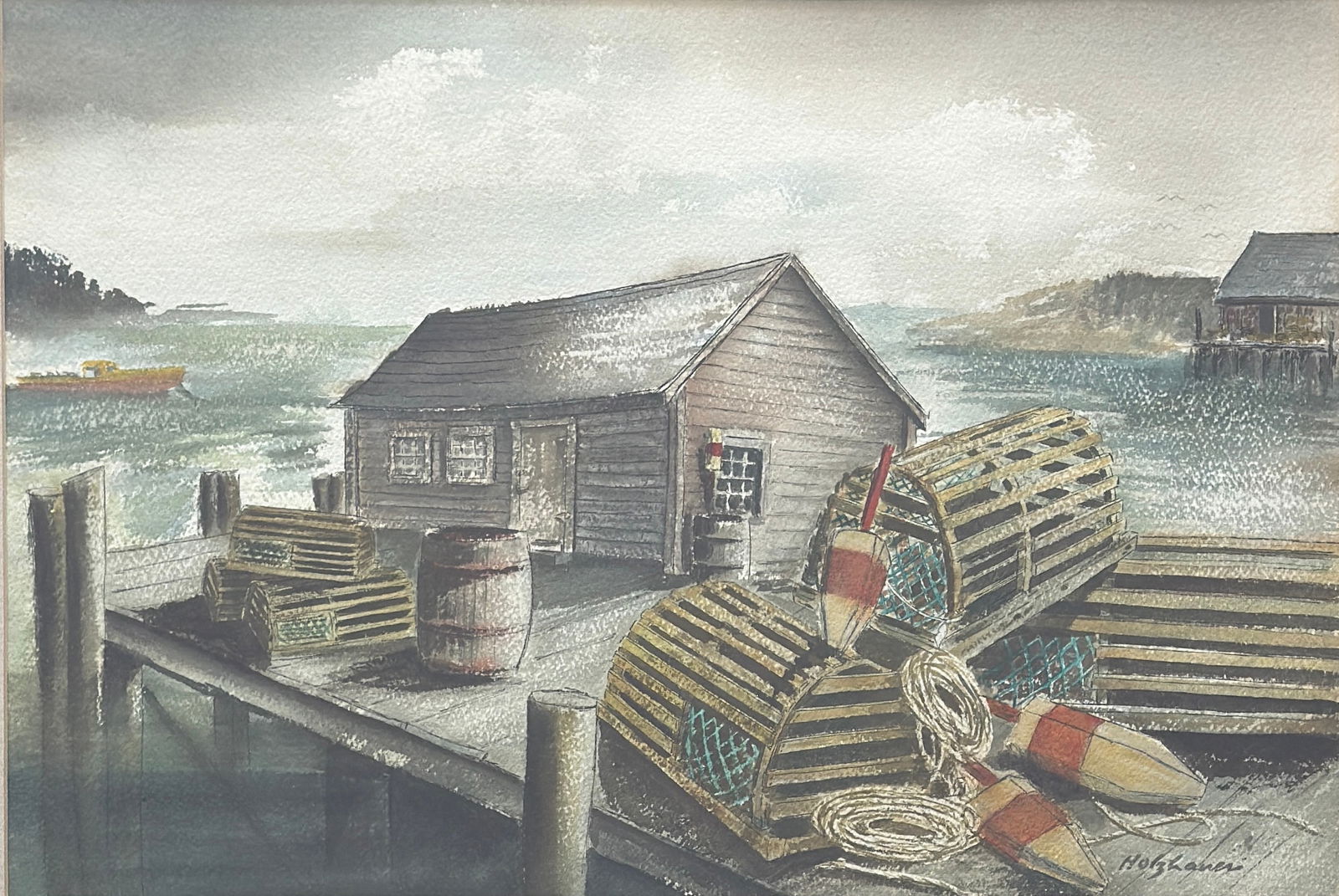 Emil Holzhauer ( 1887 - 1986) American: Emil Holzhauer ( 1887 - 1986) Oil on canvas, signed lower right, measures 20" x 24" w/f 23" x 27"Born in Schwabisch-Gmund, Germany, Emil Holzhauer became an avant-garde painter whose work is