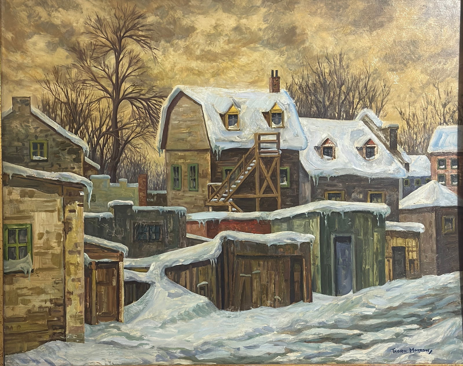 Thorn Morrow ( 1922 - 2009 ) Canadian: Thorn Morrow ( 1922 - 2009 ) Canadian Oil on Panel, Signed, measures 24 x 29.5 and 29 x 35 inches w/frame.A respected local artist is being remembered for his appreciation for the simple things in lif