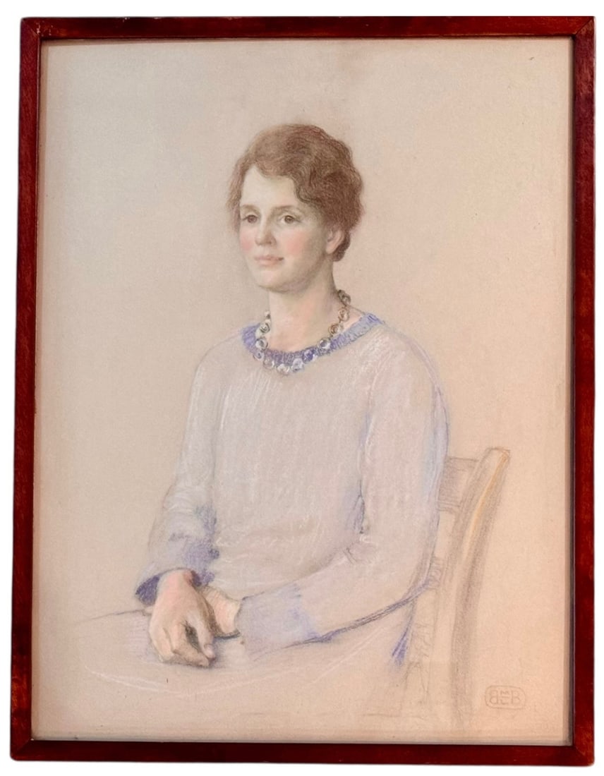 Margaret Lesley Bush-Brown (American, 1857-1944) Pastel Portrait Of A Woman: The work is attributed to Margaret Lesley Bush-Brown, also known as Mrs. Henry Kirke Bush-Brown, a respected portrait painter trained at the Pennsylvania Academy of the Fine Arts and the Académie