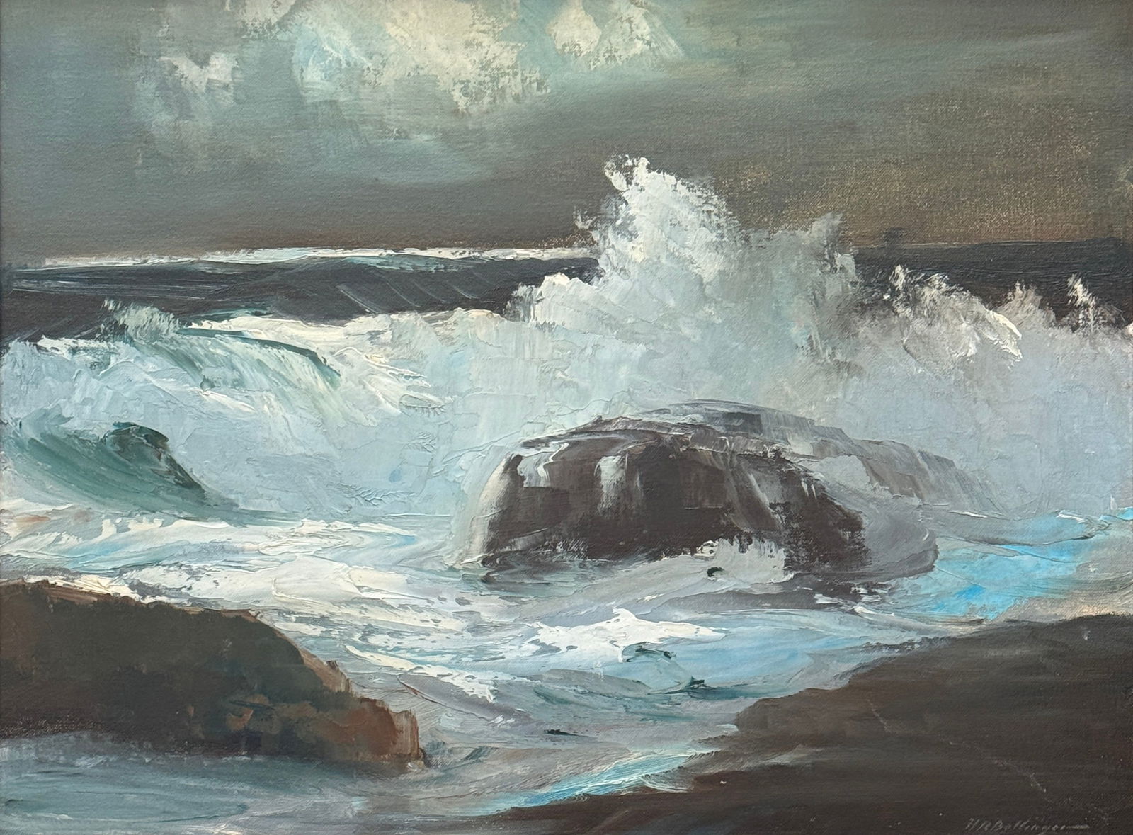 Harry Russell Ballinger (1892 - 1993) American: Harry Russell Ballinger (1892 - 1993) Oil on board, signed lower right, measures 18" x 24" w/f 25" x 31"He lived in New Hartford, Connecticut and Rockport, Massachusetts. He studied at the