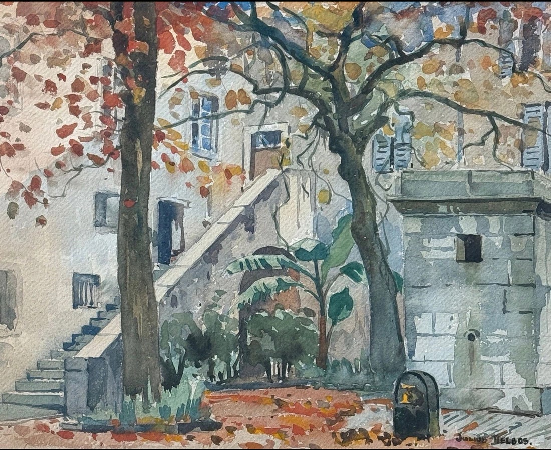 Julius Maximilian Delbos (1879 - 1970) American: Julius Maximilian Delbos (1879 - 1970) Watercolor on paper, signed lower right, piece measures Julius Delbos, born in 1879 in London, England, was a landscape painter, teacher, and lecturer. He was el