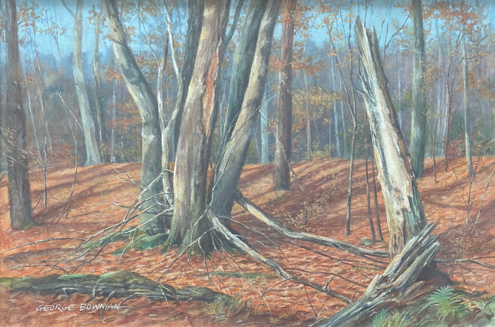 George L Bowman (1935 - 2006) American: George L Bowman (1935 - 2006) American, Oil on board ,Signed , measures George Bowman was a painter of landscapes, seascapes, portraits and still lifes and lived on Cape Cod at West Barnstable,