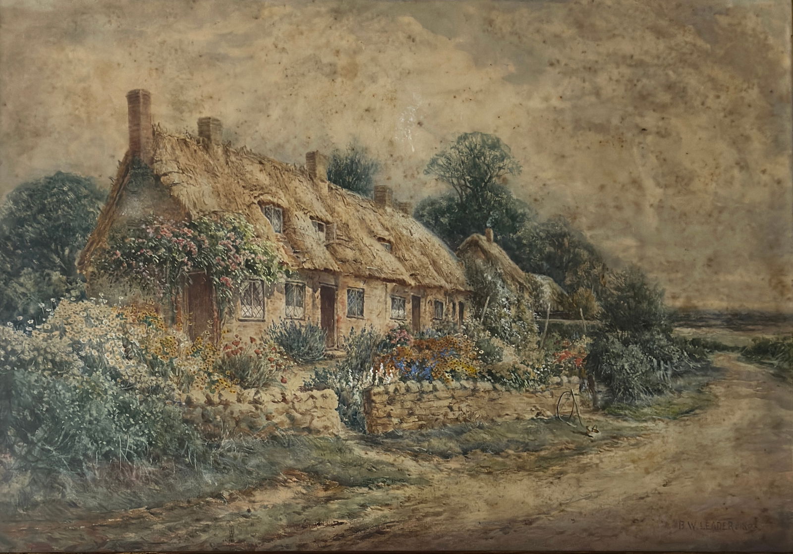 Benjamin Williams Leader (1831 - 1923) United Kingdom/England: Benjamin Williams Leader (1831 - 1923) Watercolor on paper, Signed Lower Right, Measures (19.5 x 14 inches) w/frame (25.5 x 20 inches)