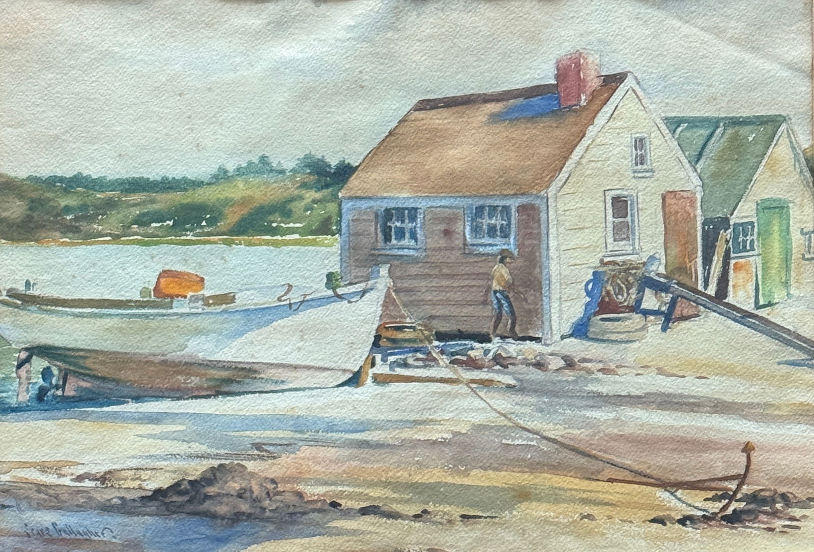 Sears Gallagher (1869 - 1955) American: Sears Gallagher (1869 - 1955) Watercolor on paper, signed lower left, measures 14 x 19 and 20.5" x 26" inches w/ frameSears Gallagher was a Boston painter who is counted in the pantheon of the first g